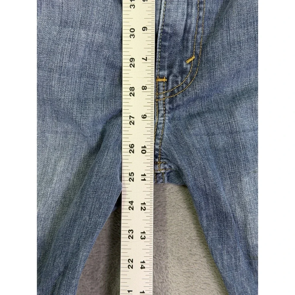 Levis‎ 527 Jeans Mens 36x32 Blue Medium Wash Distressed Denim Low Bootcut Cowboy